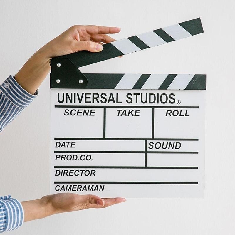 Film clapperboard træ instruktør video scene clapperboard tv film clapperboard film skiferskåret rekvisit 20 x 20cm