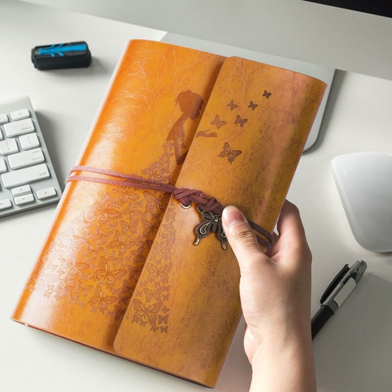 Refillable Notebook Journals,A6 Leather Bound Travel Diary Art Drawing Sketchbook Journals to Write in for Women/Valentine's Day