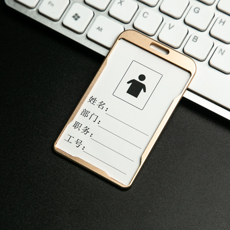 Porte-cartes de crédit en métal pour femmes, étui en métal pour carte d&#39;identité Business, portefeuille pour hommes, étudiant, bureau, Bus, Badge d&#39;identité, porte-cartes: Vertical Gold