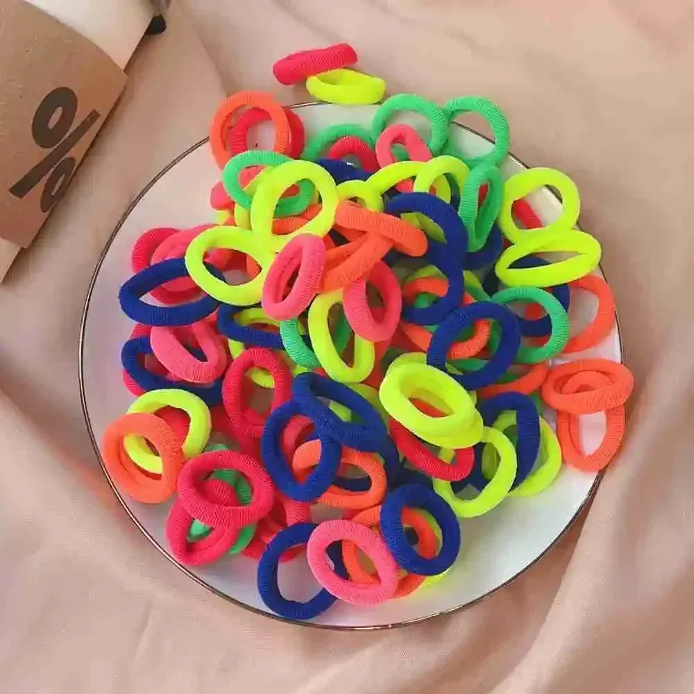 50/100/300 Uds Mini bandas elásticas coloridas para el cabello para niñas accesorios para el cabello diadema de nailon soporte para cola de caballo para niños adorno Scrunchie: S / Menta