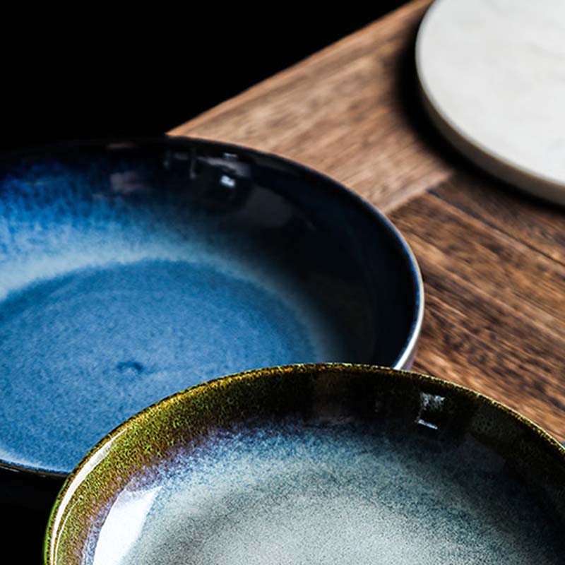 Plats en céramique de style japonais, plats profonds sous glaçure, fours créatifs, grands plats, plats, plats à soupe, plats à bouche profonde