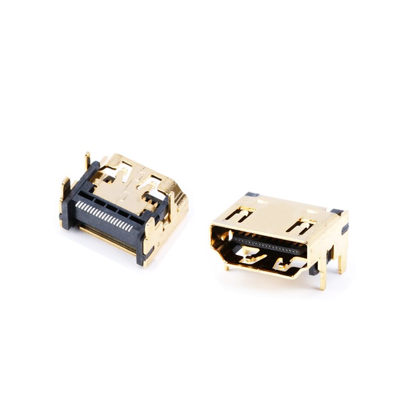 10Pcs/LOT HDMI Compatible Female Jack Socket Connector 19PIN 19P Right Angle SMT SMD 90 Degree Gold-Plated HD 19 PIN