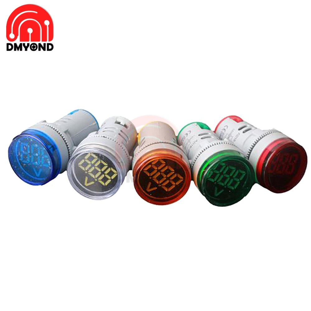 0-100v dc 12v 24v 22mm runde ledet digitalt display voltmeter spændingsmonitor indikator signal lys volt tester måleværktøjer