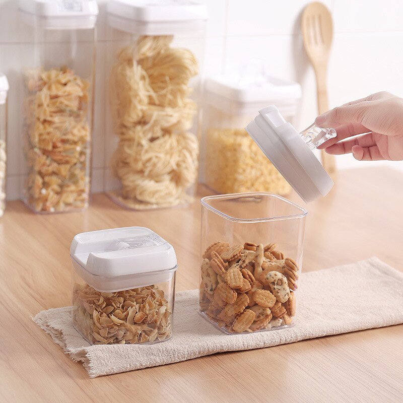 Juego de contenedores herméticos para almacenamiento de cereales, recipientes de plástico con tapa de bloqueo para cocina, contenedor de nevera para alimentos secos y cereales