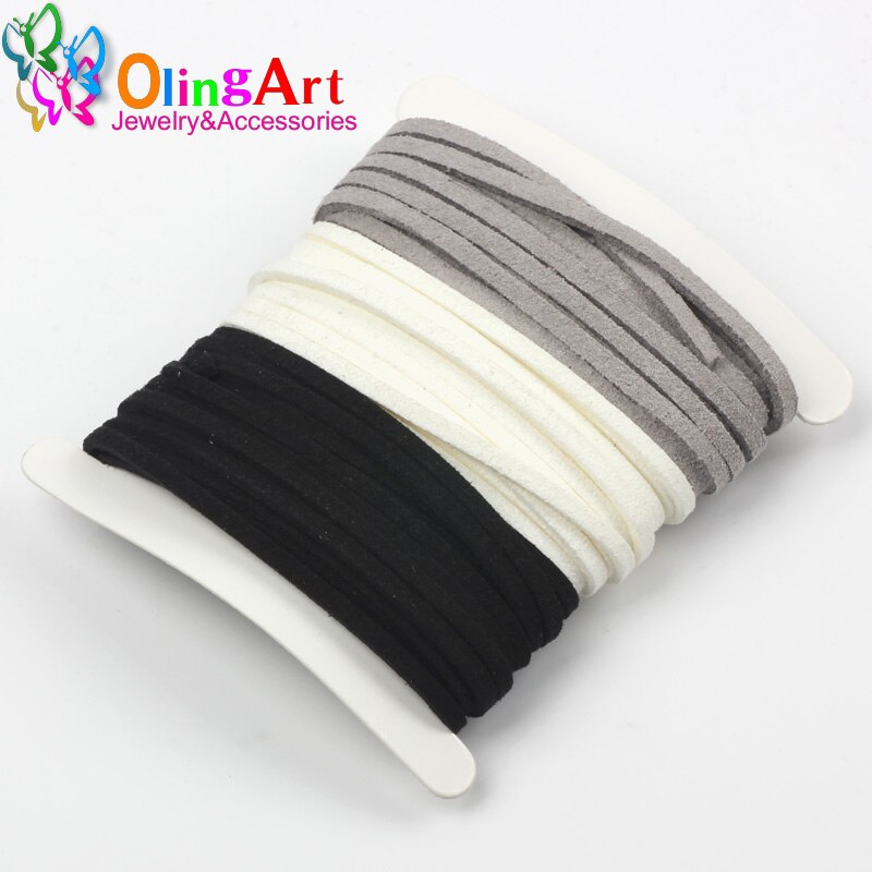 OlingArt 3*1.5mm 9M Faux Suede Cord /flat Leather Cord Rope/Line Accessory earrings Bracelet choker necklace jewelry making