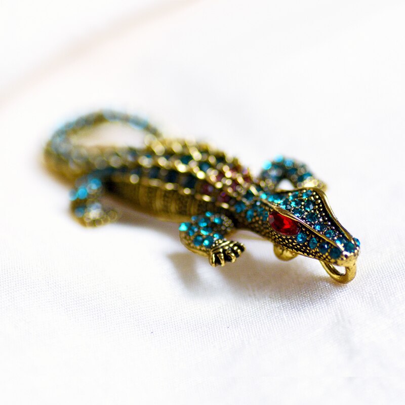 Muylinda Vintage Crocodile Rhinestone Broche Pins Vrouwen Crystal Alligator Animal Broches Sieraden Metalen Broach Vrouwelijke