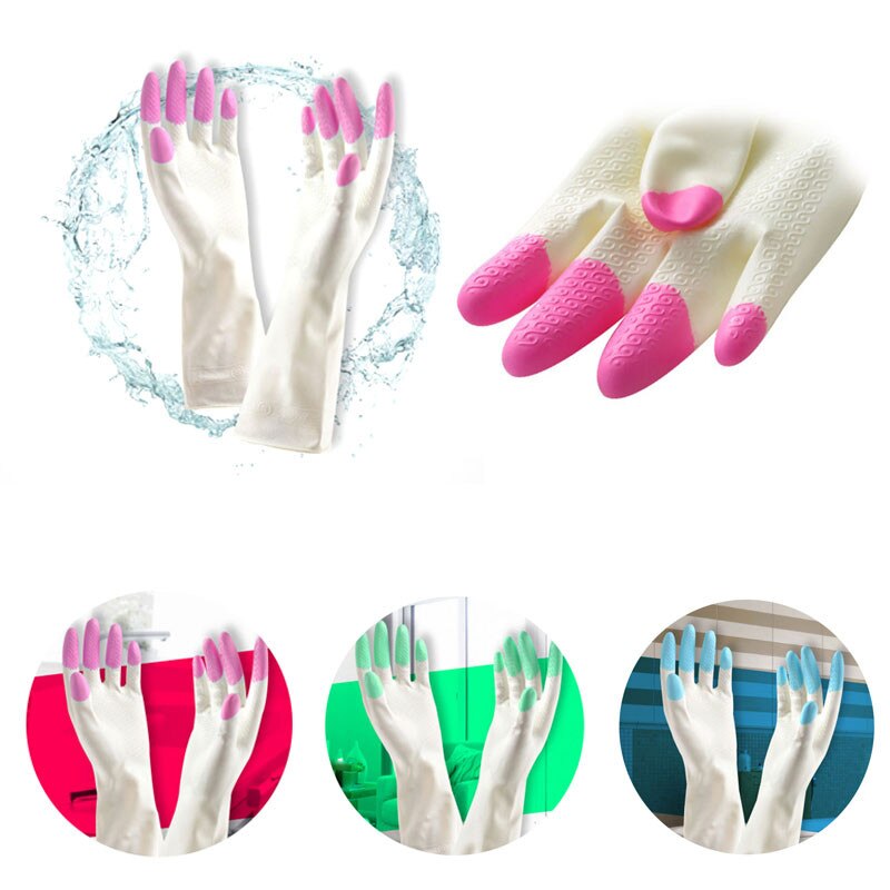 Guantes de látex de manga larga para lavar platos, lavar platos, limpieza de la casa, impermeable, para el hogar, 36au4, 1 par