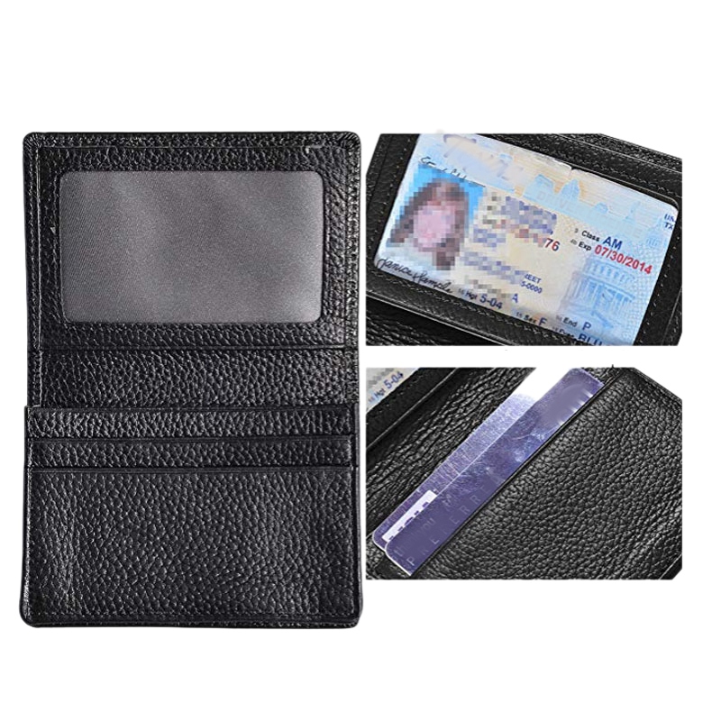 Porte-carte d'affaires en cuir porte-cartes de visite portefeuille de carte de crédit avec blocage de fenêtre d'identité
