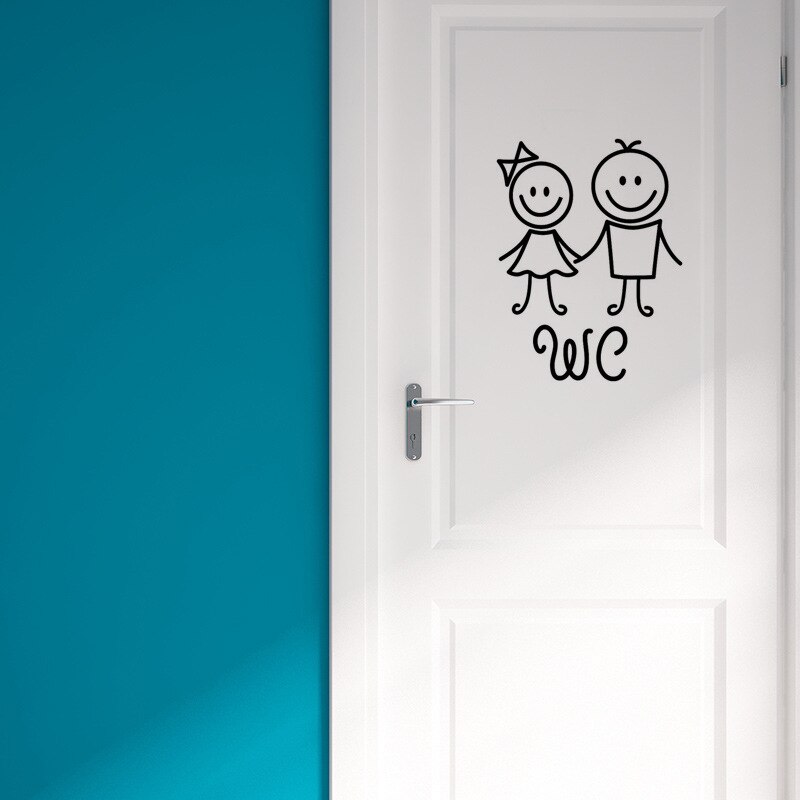 Mænd og kvinder tegneserie toiletvægmærkat til badeværelsesindretning vinylmærkat til hjemmet vandtæt plakat dørklistermærker toiletskilt