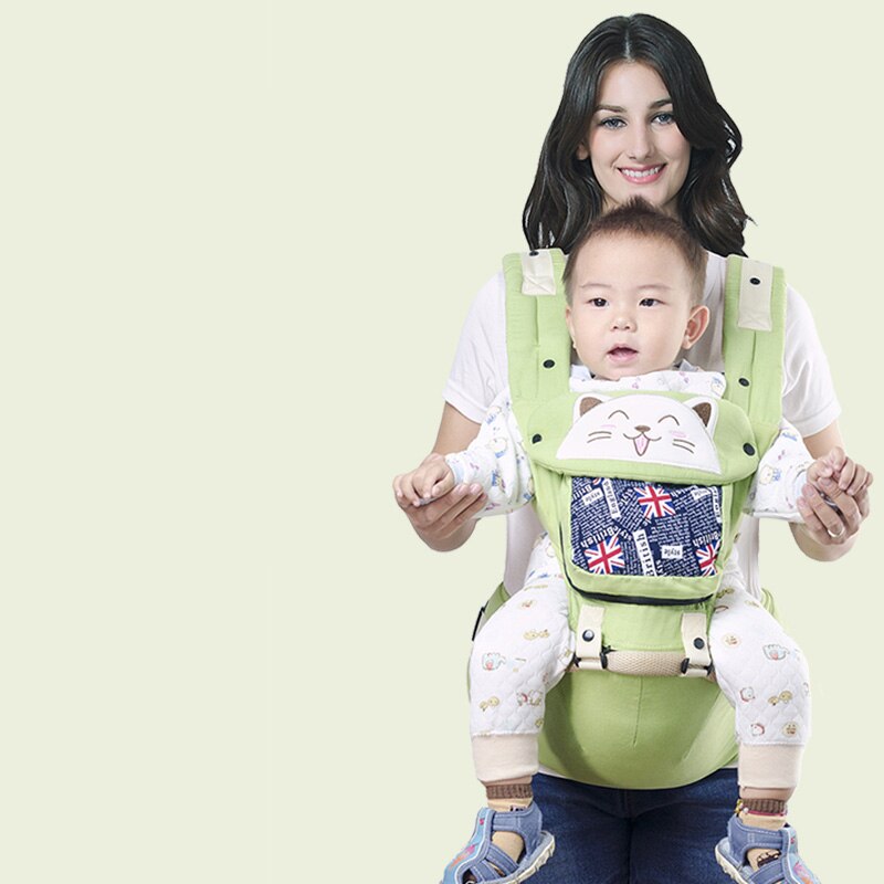 Porte-bébé ergonomique pour enfant de 0 à 36 mois, , siège de hanche, face frontale kangourou, porte-enveloppe pour bébé de 0 à 36 mois: vert clair