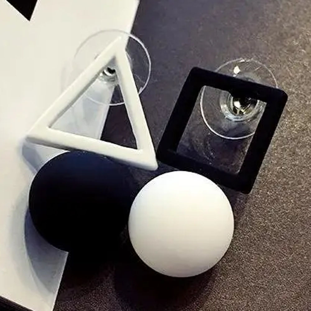 Koreanische Schwarz Weiß Dreieck Quadrat Pentagramm Ohrringe Einfache Ball Ohrringe Für Frauen Schmuck Ohrringe Brincos