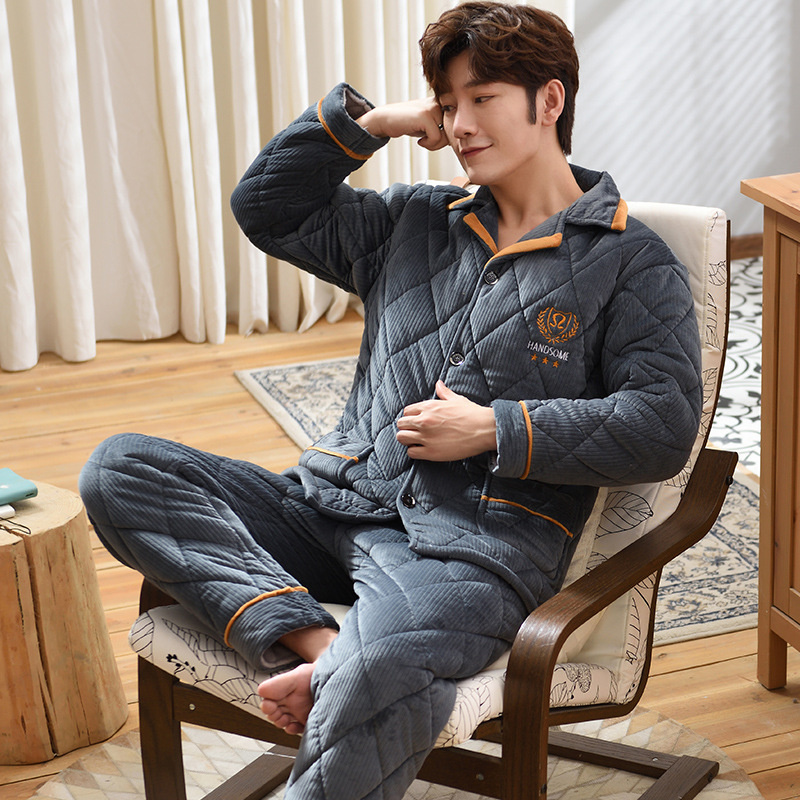 Bawełniana piżama męska zimowa pluszowa zagęszczona kryształowa pluszowa Super miękka prosta atmosfera ciepły materiał pluszowe ubrania domowe