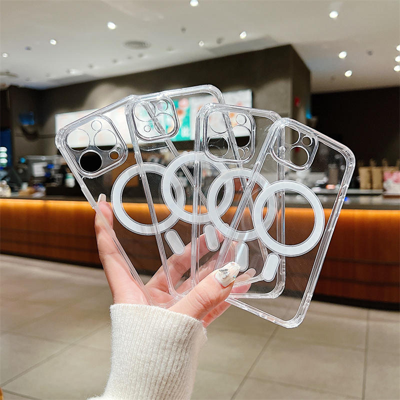 Funda transparente para carga inalámbrica Magsafe para Apple iPhone 16 15 14 13 12 11 Pro Max Plus Mini cubierta acrílica magnética a prueba de golpes