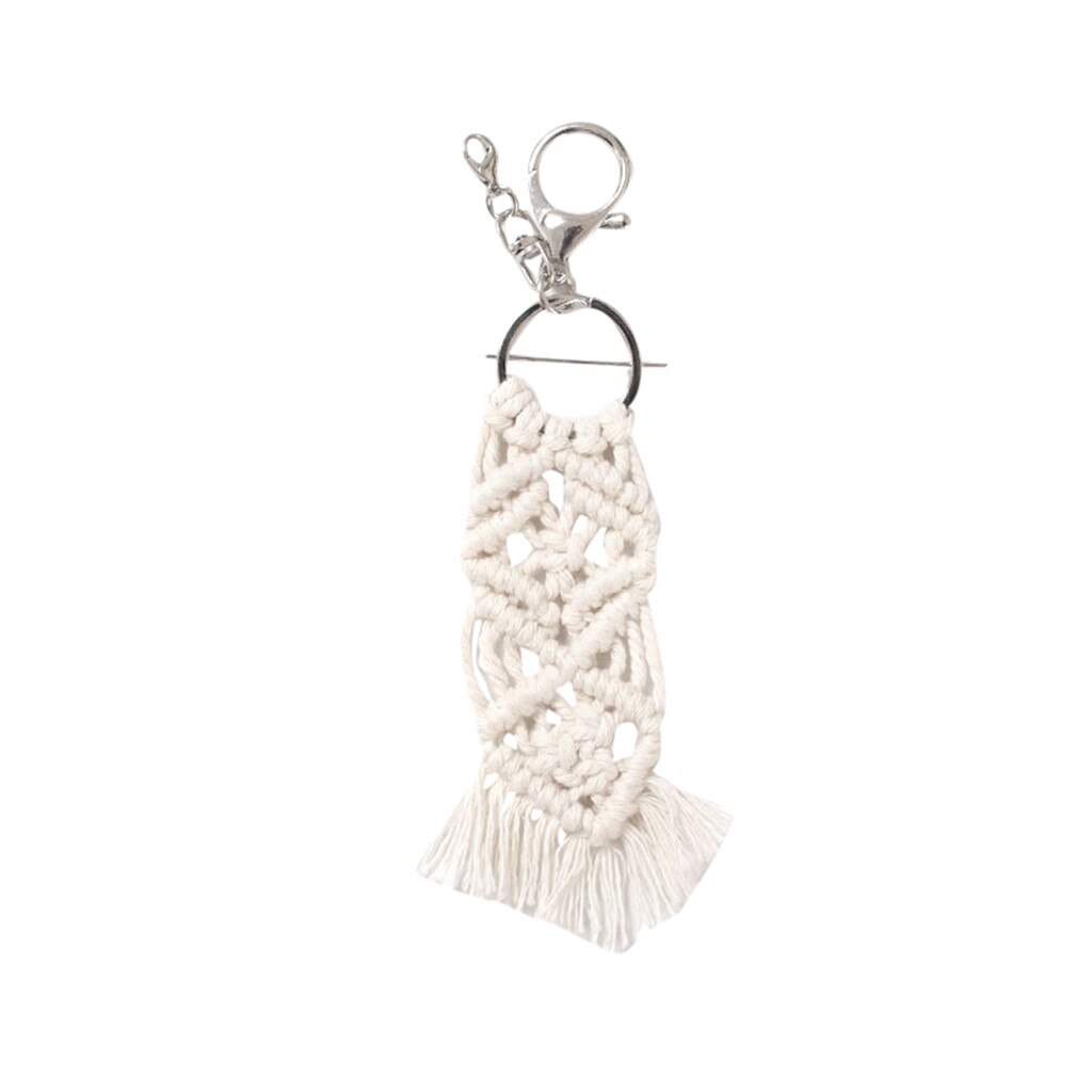 25# Artilady Hawaii Tassel Keychains For Women Boho Key Holder Keyring Macrame Bag Charm Jewelry For Friends: G