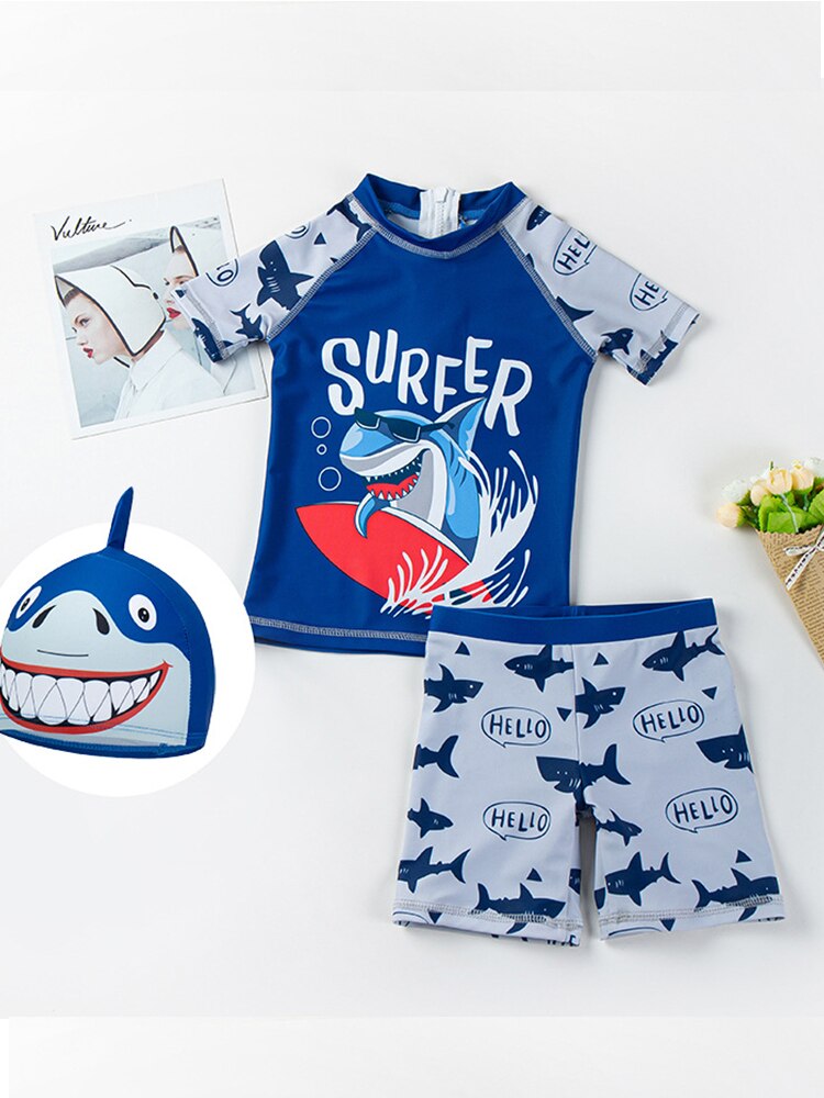 Badpak Jongen Shark Print Baby Een Stuk Badpak Badmode Rits Baden Kind Strand Swimmingpool Kleding Beachwear: Baby height 110cm