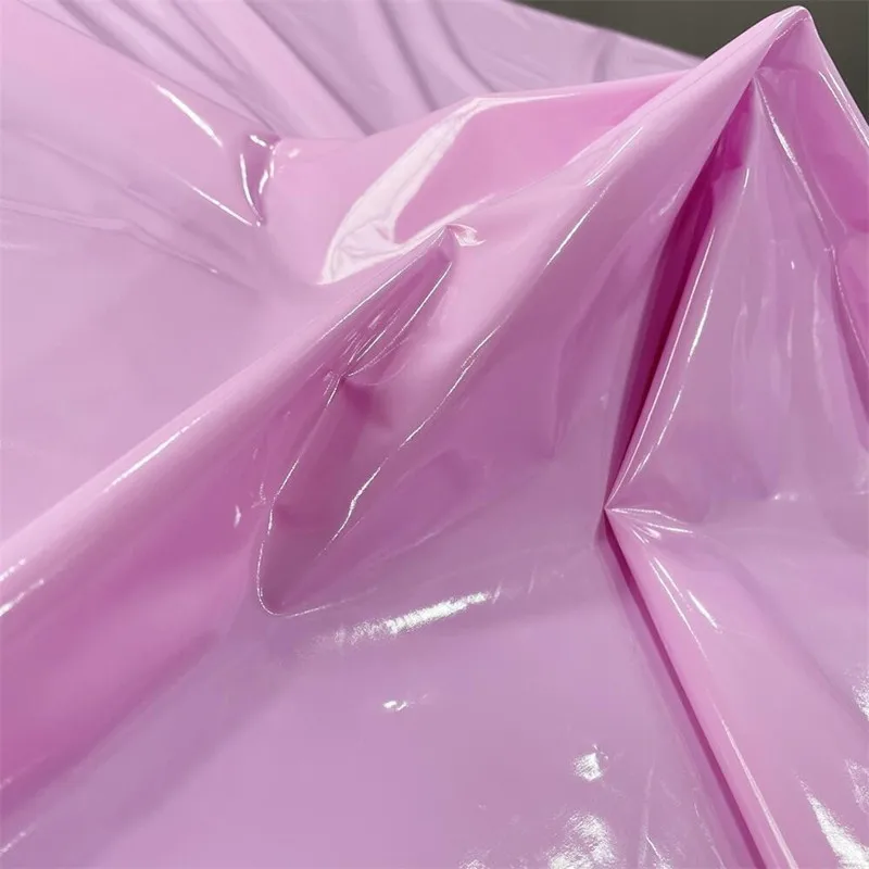 Shiny Glossy Soft Vinyl Patent Leather Fabric Elastic PVC Fabric Material for Dress Upholstery 140CM Wide Sold By Meter: XXL / Fluorescent Yellow