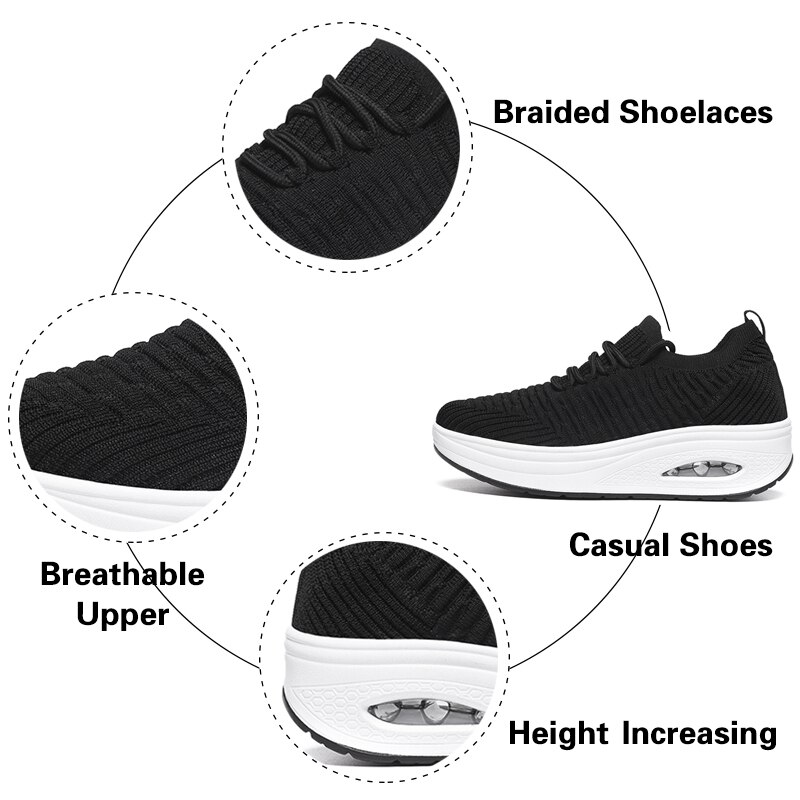Obuwie damskie platforma trampki na koturnie 2020 oddychająca wysokość zwiększenie obuwie Casual Lace Up damskie buty Fitness kliny obuwie