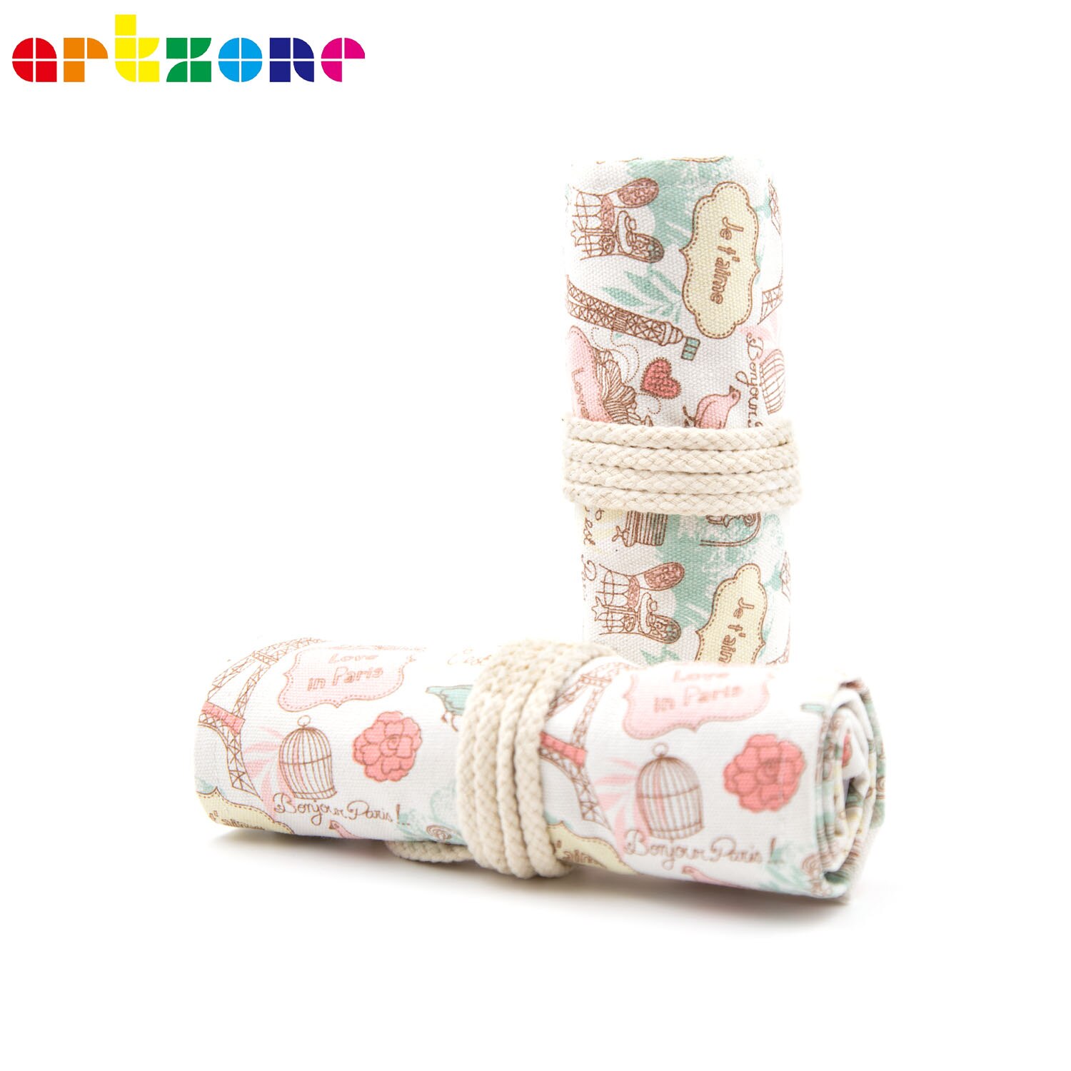 48 Holes Pencil Case Art Pen Bag Pouch Canvas Wrap Roll Makeup Pen Storage Stationery Student School Supplies: B134-48 holes