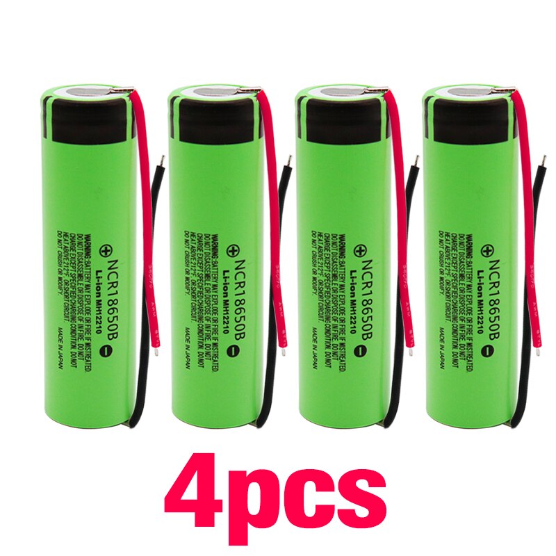 100% 18650 battery 3400mah 3.7v lithium battery for NCR18650B 3400mah Suitable for flashlight battery+ diy line: 4pcs