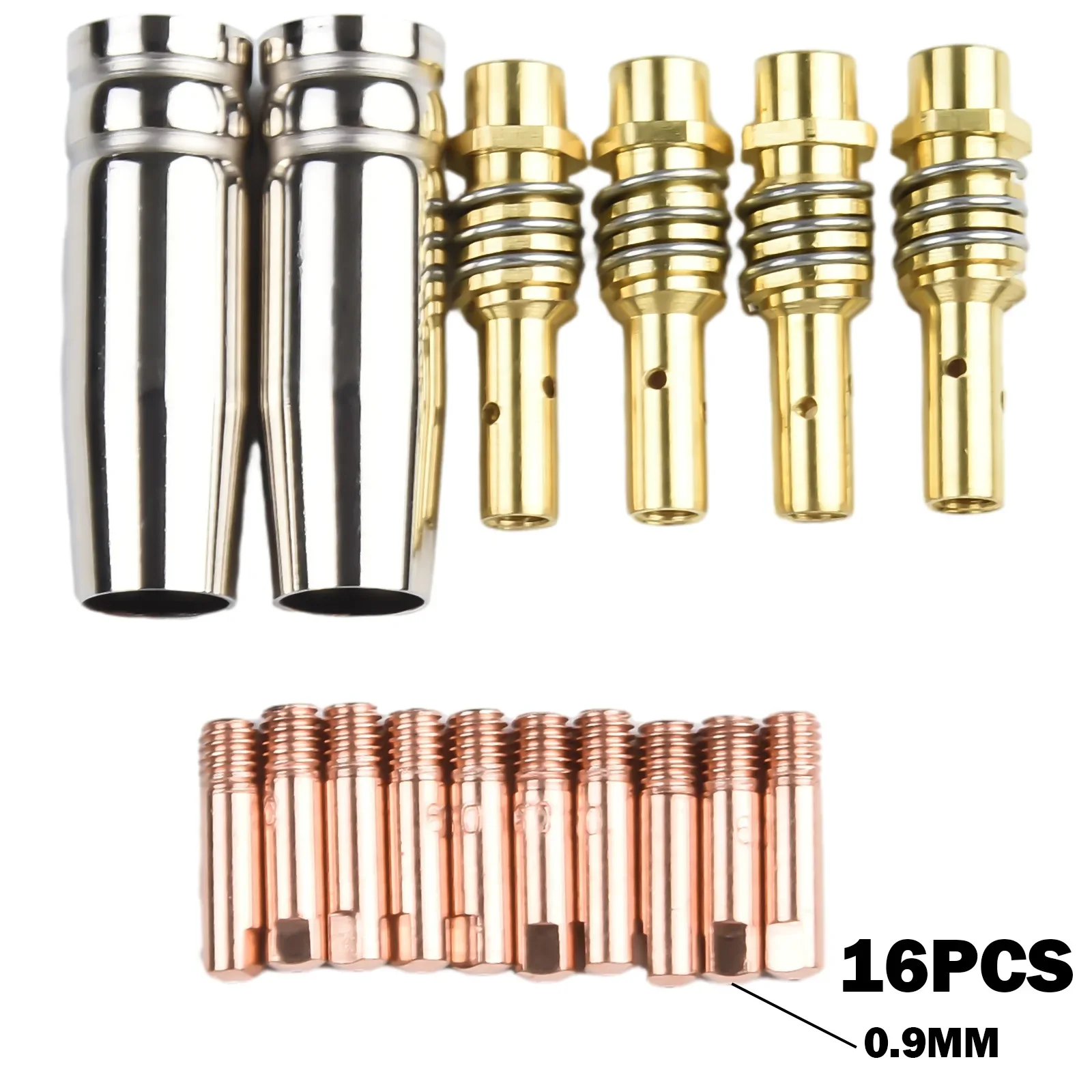 Consumibles de punta de contacto Mig 16 piezas Soldadura MIG MB15 15AK Punta de contacto 0,8/1,0/1,2 mm Boquillas conductoras Consumibles Tubos de contacto: Azul