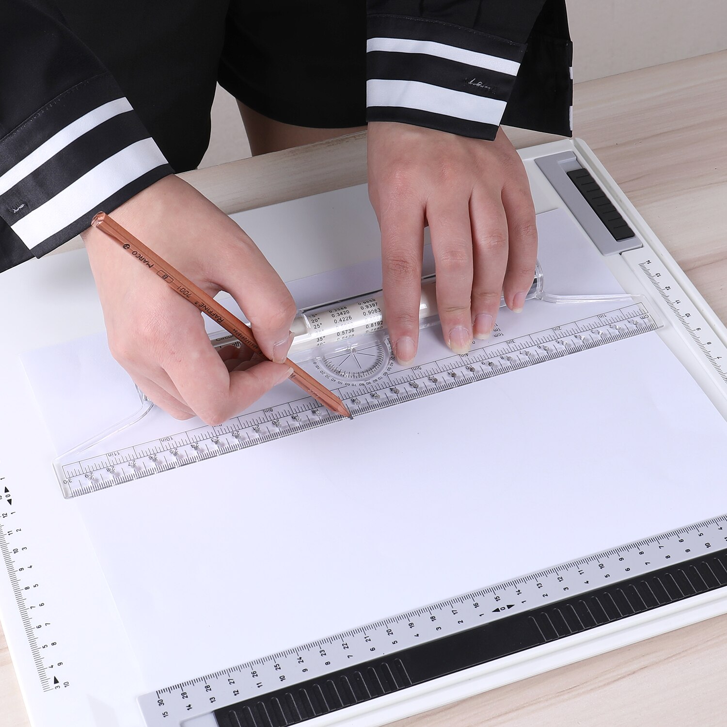 300mm Rolling Parallel Ruler Multipurpose Rulers Balancing Scale with Roller for Drawing Lines Circles Geometrical Shapes