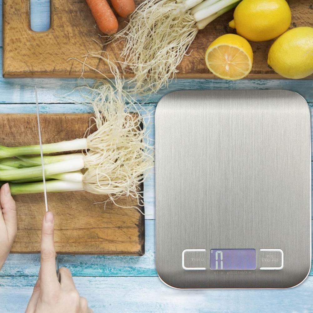 Silver Electronic Kitchen Scales Electronic Cooking Scale Stainless Steel With LCD Display Food Scale For Home And Kitchen