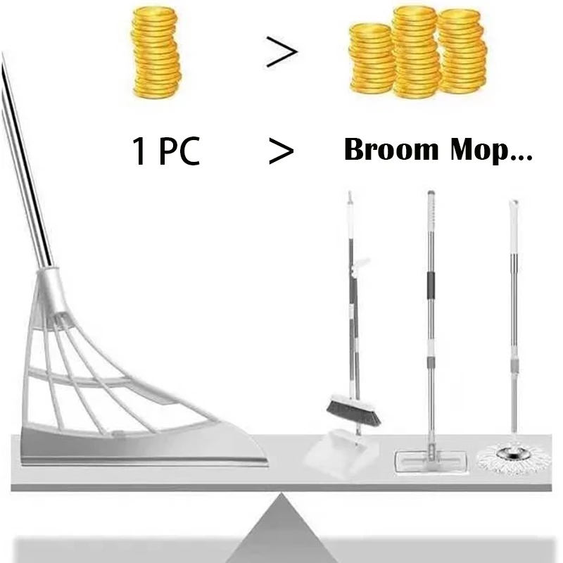 Foldable Magic Wiper Broom Mop Wiper Silicone Floor Clean Windows Pet Removal Brushes Non-stick Hair Sweeping Household Broom