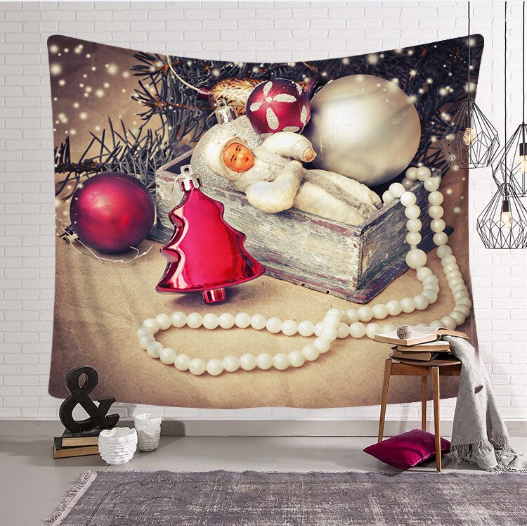 Tapisserie murale imprimée de noël des états-unis, décoration murale psychédélique: Black