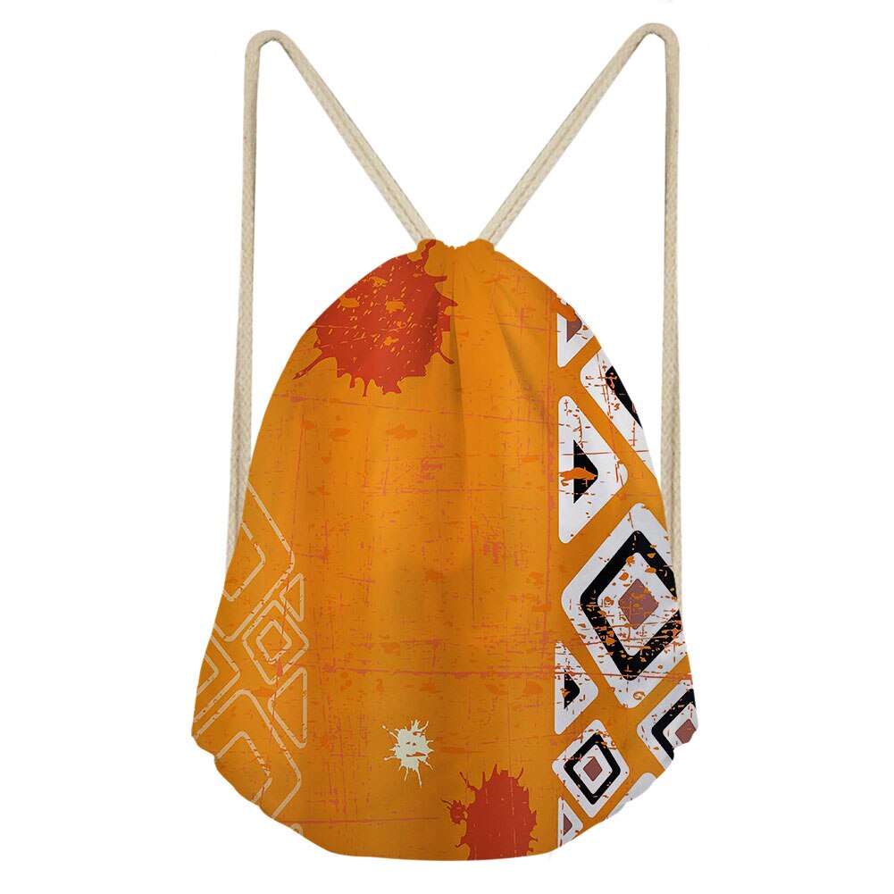 Art Style africain impression cordon sacs femmes ethnique noir Style plage épaules sac Afro dames élément chaîne sac à dos: Marron