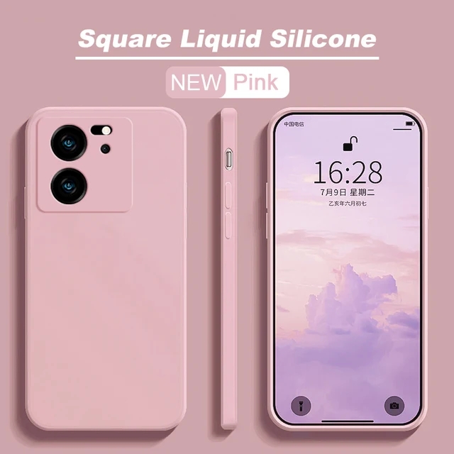 Para xiaomi 13t 13 t pro caso quadrado líquido silicone casos de telefone para xiaomi mi 13t 13 t mi13 mi13t xiaomi13t pro capa traseira macia: Microfibra / Bronze rosa