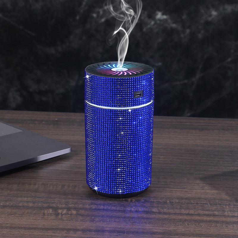Luxe Glanzende Auto Diffuser Luchtbevochtiger Met Led Licht Diamant Auto Luchtreiniger Diffuser Luchtverfrisser Bling Auto Accessoires: Blauw