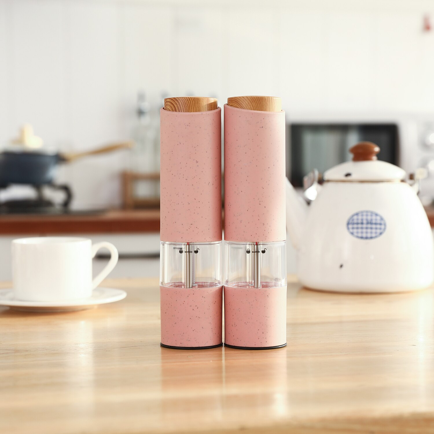 Colorful Manual Automatic Salt And Pepper Grinder Set Ceramic Salt Shaker Grinder Electric Salt Pepper Mill Parts: plum