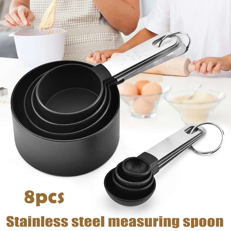 8 Stks/set Rvs Maatbekers Lepels Set Keuken Bakken Tools Met Handgreep Bakvormen: Default Title