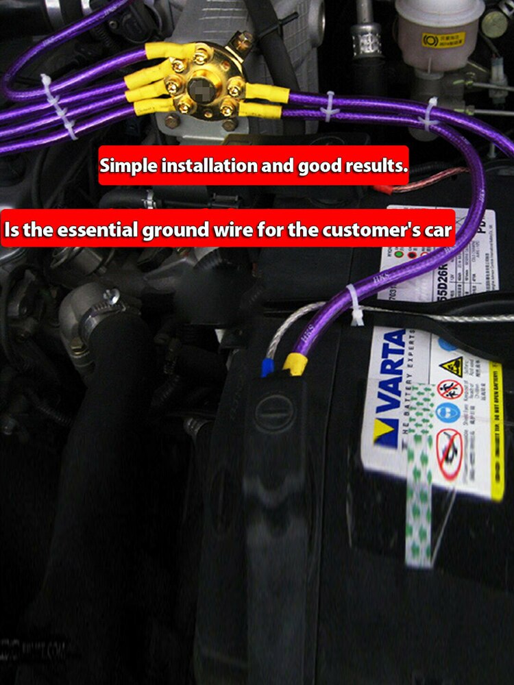 1pcs Durable 6 Point Car Battery Earth Ground Grounding Wire Performance Cable System Car Ground Wire Cables Set