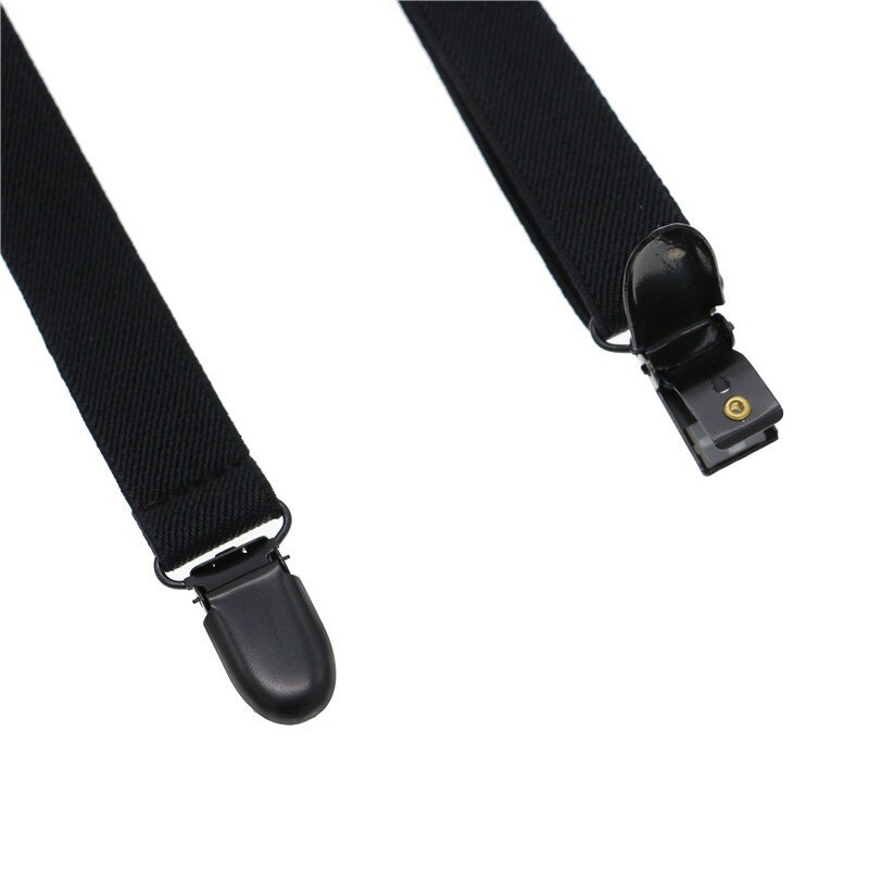 2 cm X Back Metal Cross Zwarte Plating Gesp Effen Fashioin Britse Stijl 4 Clips Strap Lederen mannen Bretels elastische