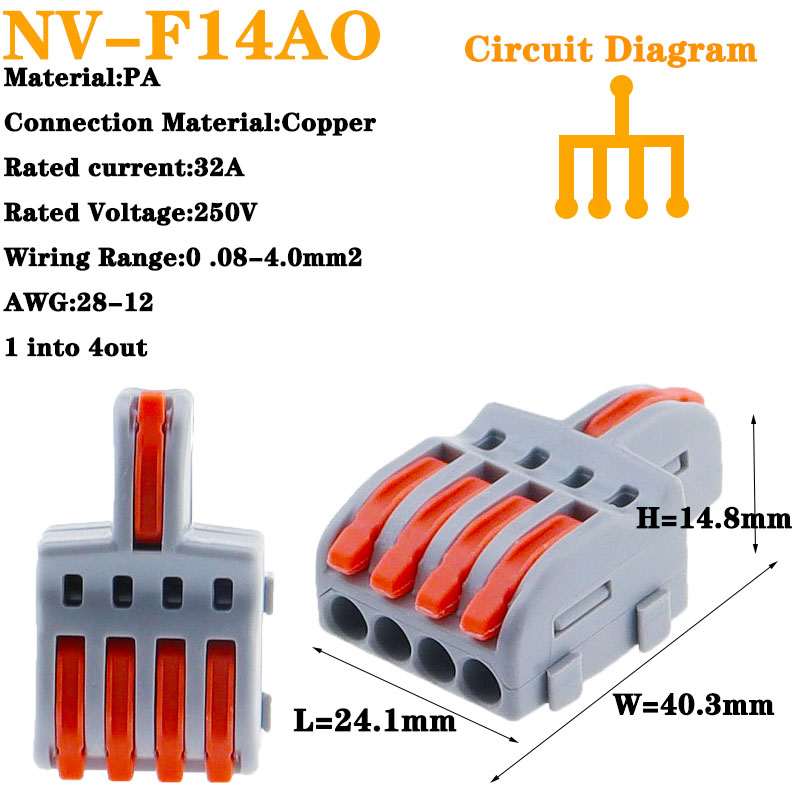 1 in multiple out Quick Wiring Connector Universal Splitter wiring cable Push-in Can Combined Butt Home Terminal Block SPL 222