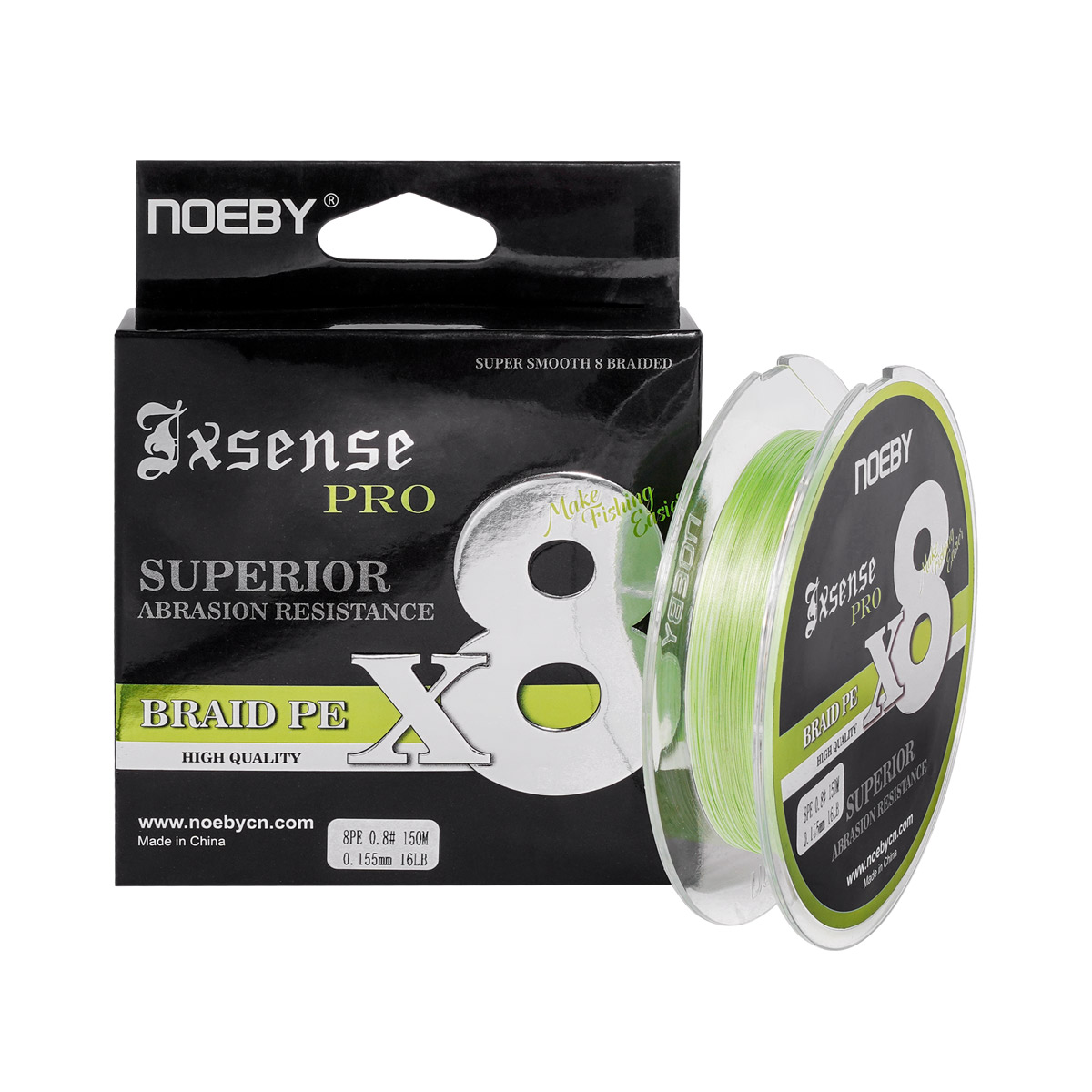 Noeby Aktualisierung 8 geflochtene Angelschnur 150 m 300 m 14-103lb PE Überlegene Abriebfestigkeit Glatte X8 fluoreszierende grüNe Angelschnur: Weiß / 1.2