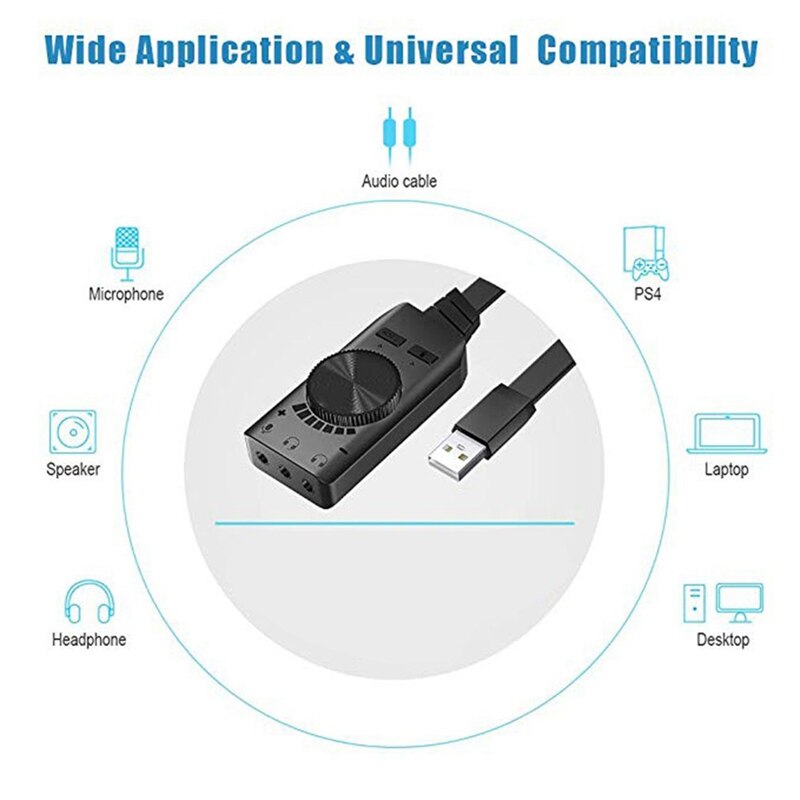 7.1ch externe usb-geluidskaarten 3.5mm microfoons headset 2 in 1 o converter met instelbaar volume usb-geluidskaart
