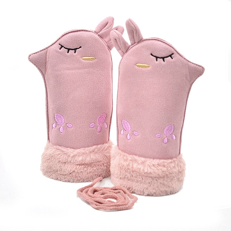 Cartoon Children's Suede Mittens Cute Gloves Winter Kids Outdoor Warm Gloves Girls Boy Thicken Full Finger Mittens