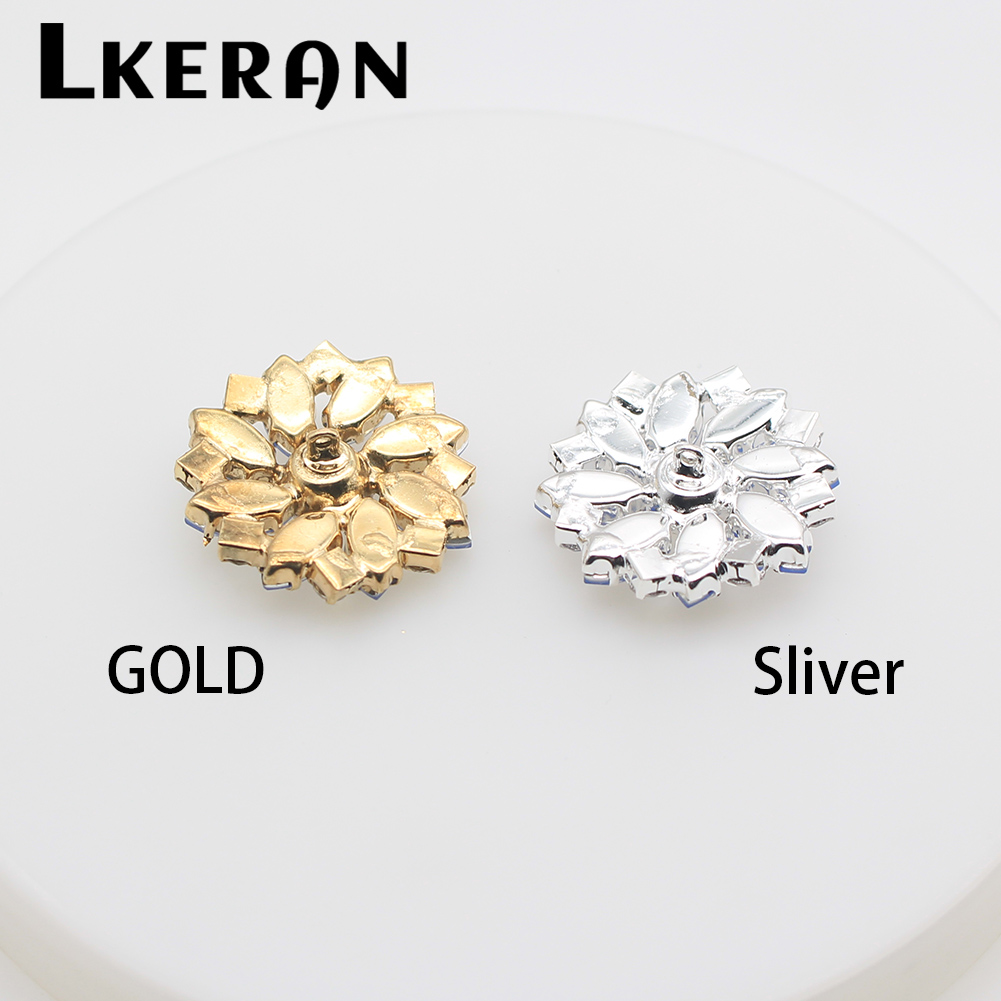 Boutons en résine de protéine cristal strass 28mm, 5 pièces, bouton à tige de fleur bricolage métal couture accessoires décoratifs pour vêtements