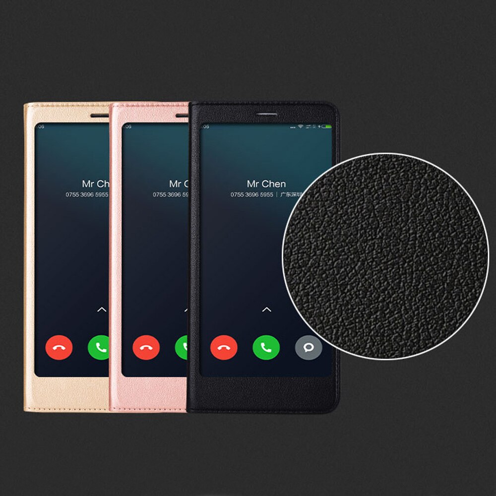 Luxury Leather Phone Flip Case For Xiaomi Redmi Note 5 Note5 Pro 5pro Clear Window Xiomi Xaomi Xiami Magnetic Smart View Cover