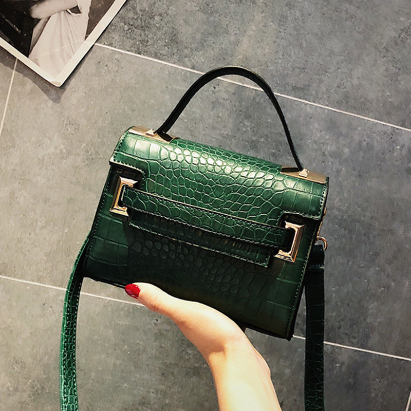 SGARR Damhandväska i PU-läder - Liten Casual Krokodil Crossbody Tote