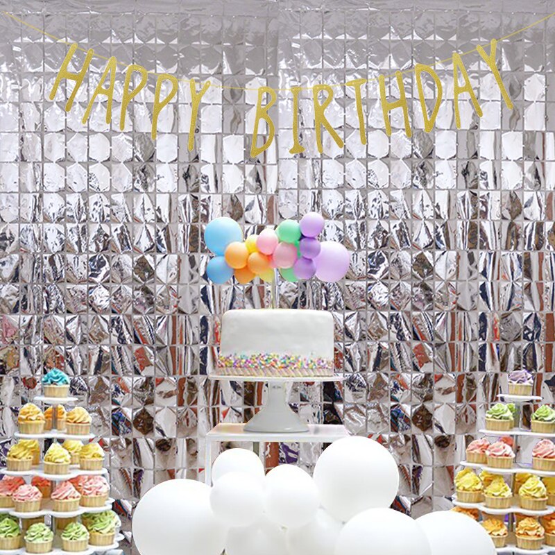 2m*1m Party Backdrop Curtain Metallic Foil Glitter Wall Backdrop Birthday Wedding Party Wall Decoration Photo Zone Backdrop