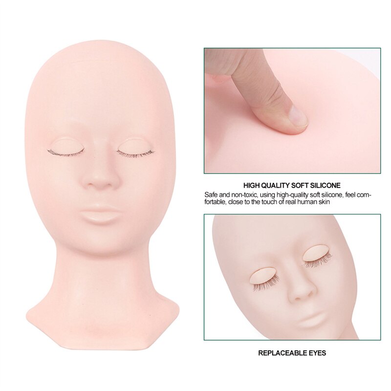 Wimpern Verlängerung Ausbildung Bausatz Silikon Mannequin Modell Kopf Mit Abnehmbare Ersatz Augenlider gepfropft Wimpern Ausbildung Werkzeug
