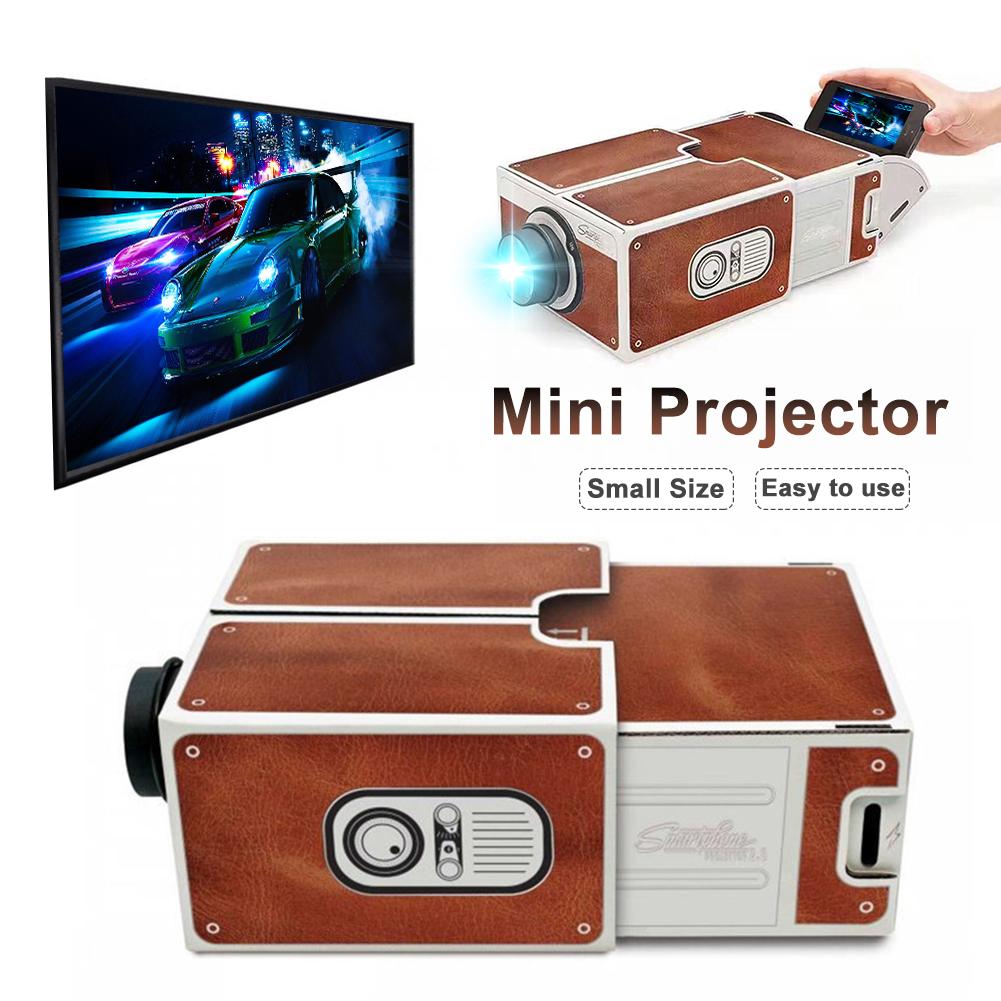 Mini bærbar 3d pap justerbar mobiltelefon projektor smartphone projektor lys nyhedhusholdning diy værktøj biograf
