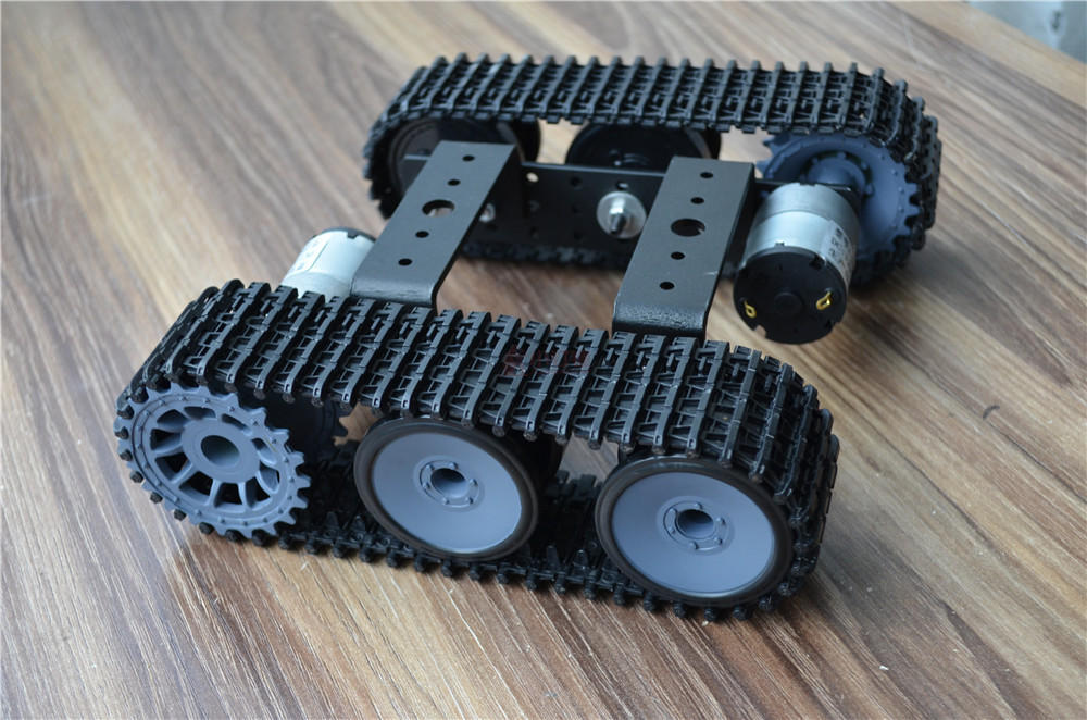 Mini TP100 Aluminium Legierung Panzer Roboter Chassis Raupe Plattform Mit 12 v 350 rpm Motor- DIY Arduino Unmontiert Bausatz: Schwarz 12V 350rpm