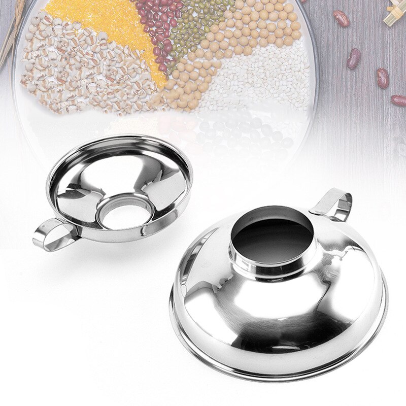Embudo de boquilla ancha de acero inoxidable 430, 1 Uds., gran diámetro, grueso, embudo de acero inoxidable de con gancho, utensilios de cocina