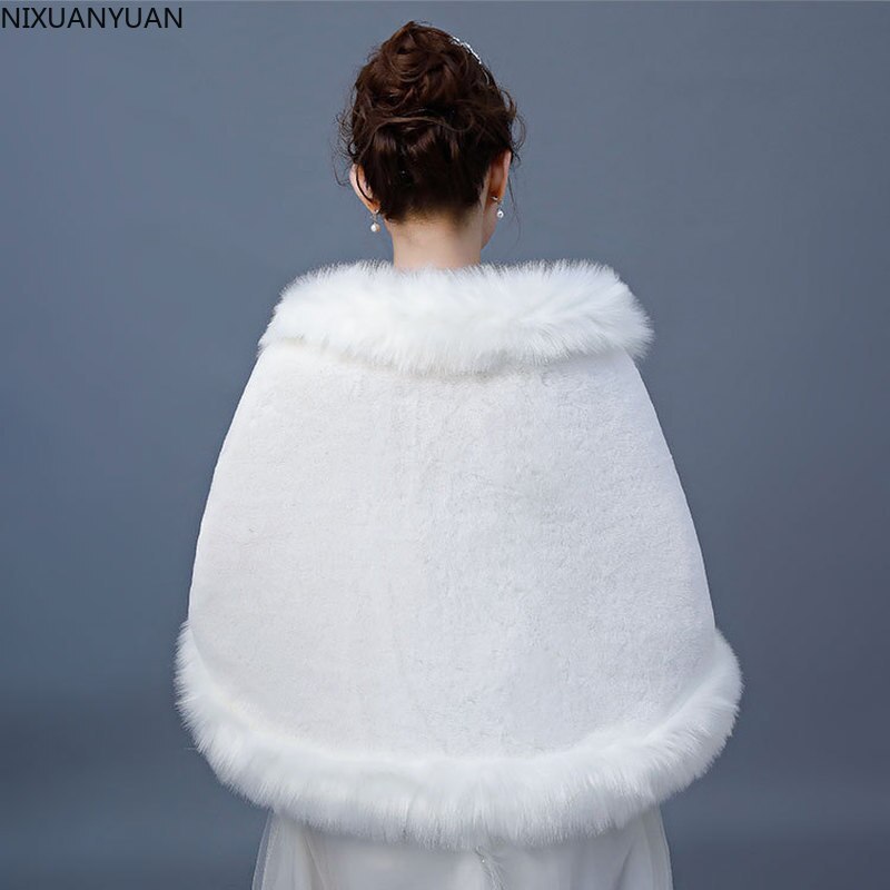Manteau d'hiver de mariée en fausse fourrure, châle enveloppant pour femme, manteau de mariage, veste Boleros, cape
