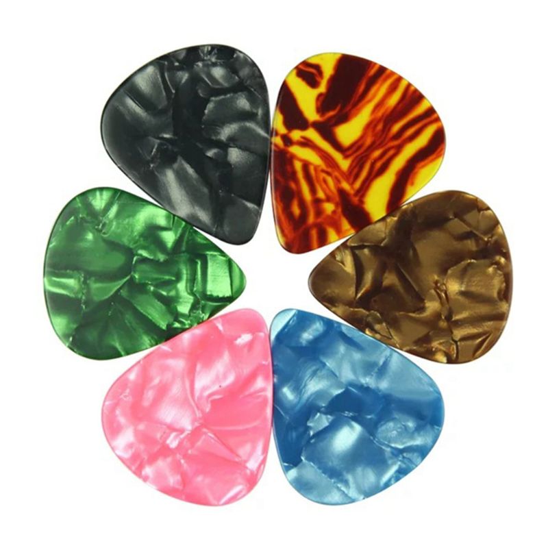 Lote de 50 Uds púas para guitarra coloridas de calibre grueso pesado surtido de variedad de perlas