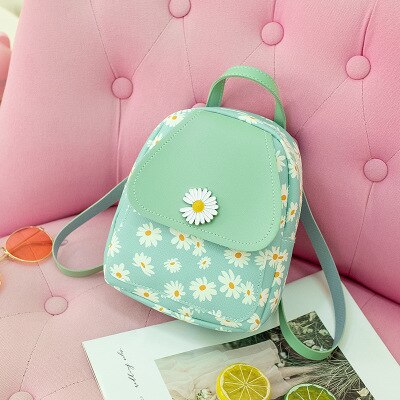 Vento marea mini rygsæk crossbody tasker til teenagepige kvinder skulder telefon pung koreansk stil trendy kvindelig taske: Blomst grøn